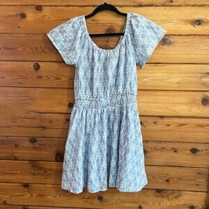 Boden Womens Blue Floral Eyelet Fit Flare Dress Size 2P